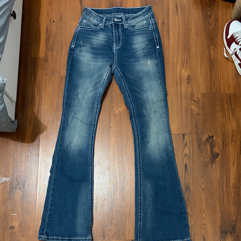 SHEIN Dark Blue Flare Jeans